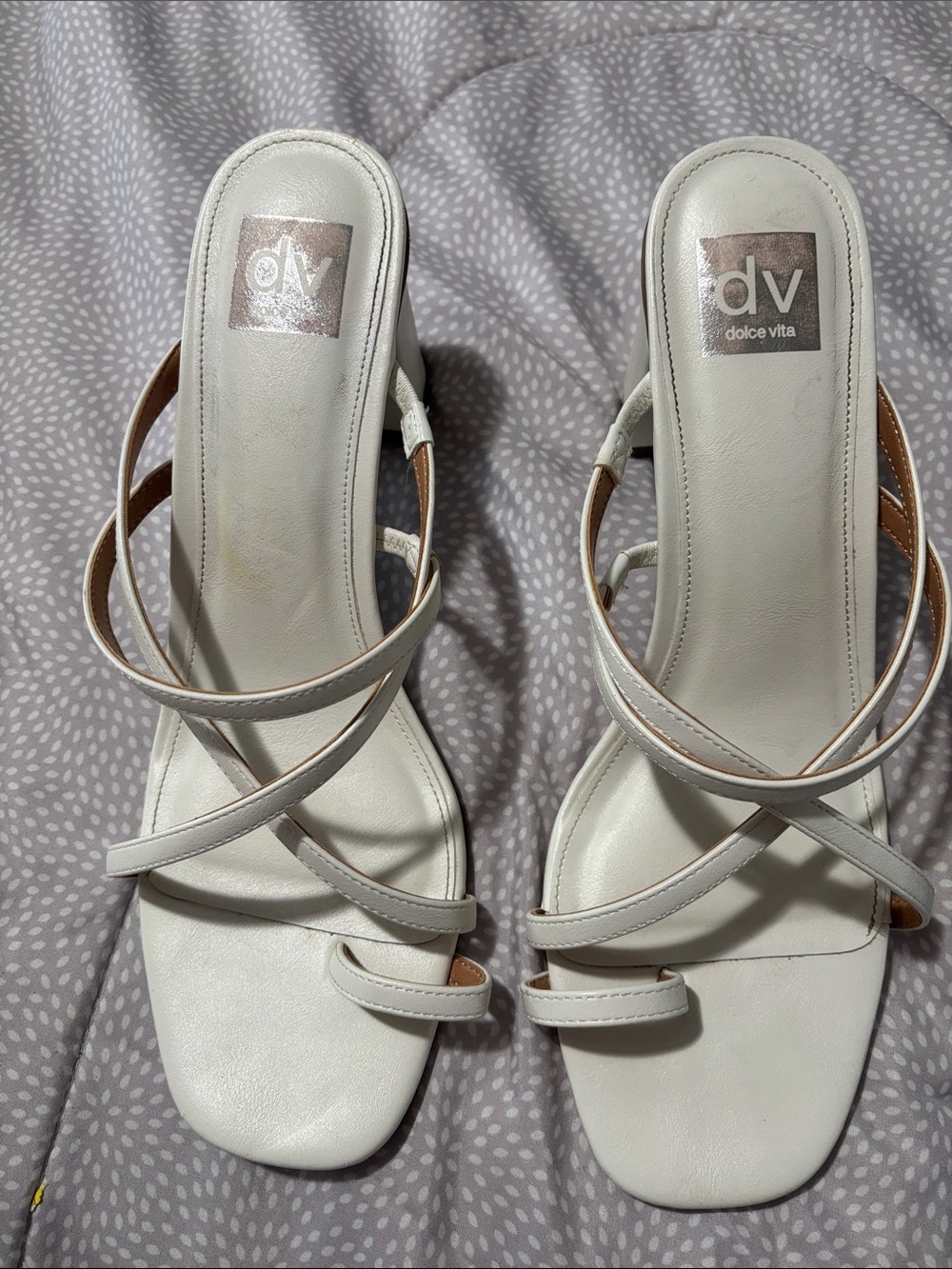 Dolce Vita White Strappy Crossband Heeled Sandals